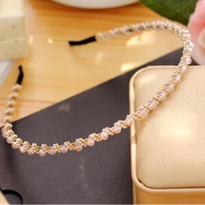 3 Elegant Gold, Pink & Grey Beaded Headband